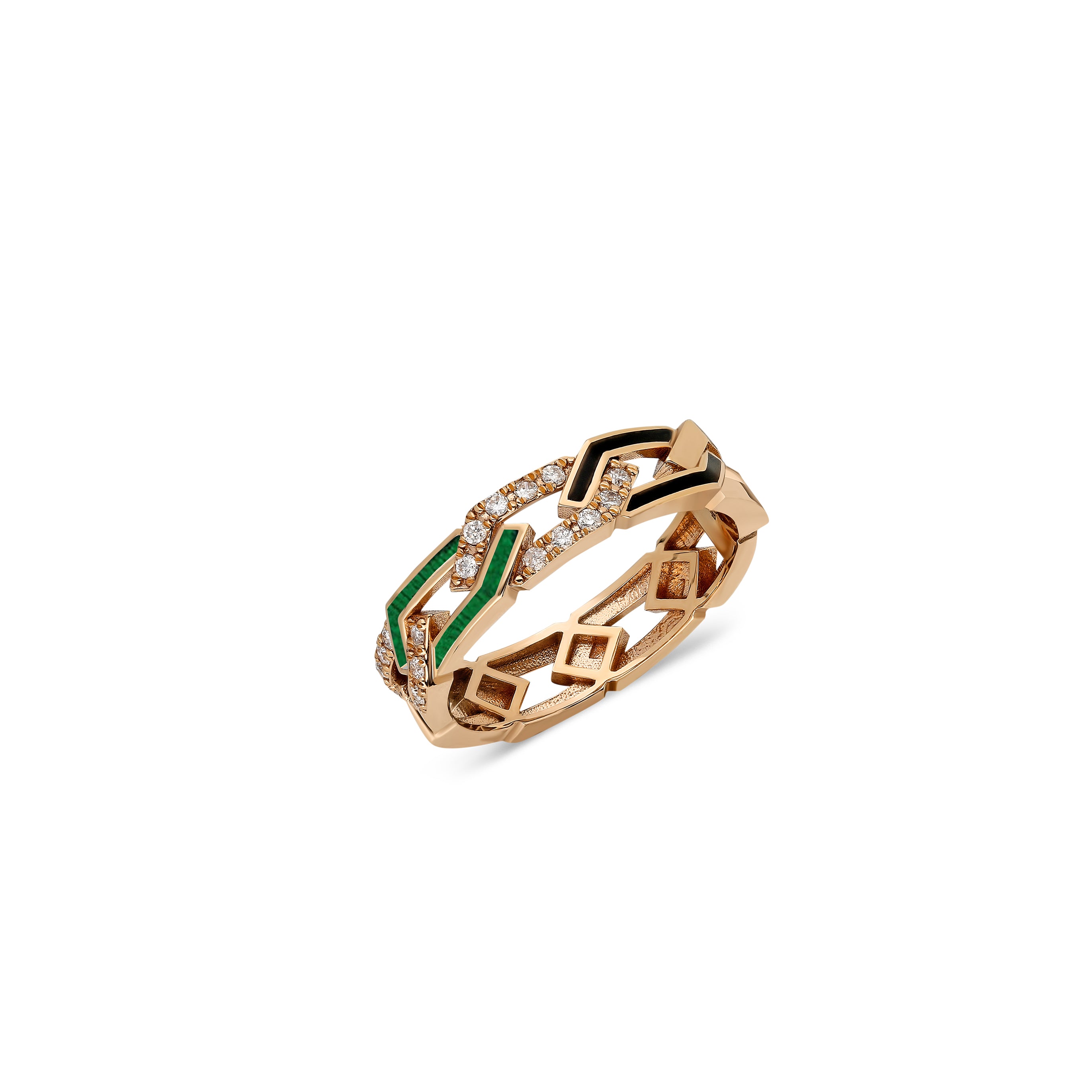 Fizzy Rebel Ring With Diamond - Black & Green MOP
