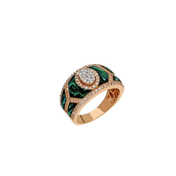 Fizzy Shield Ring With Diamonds - Green MOP